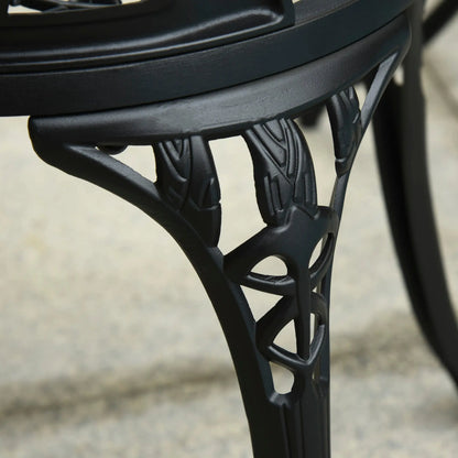 Outsunny Three-Piece Aluminium Floral Bistro Garden Set - Black 