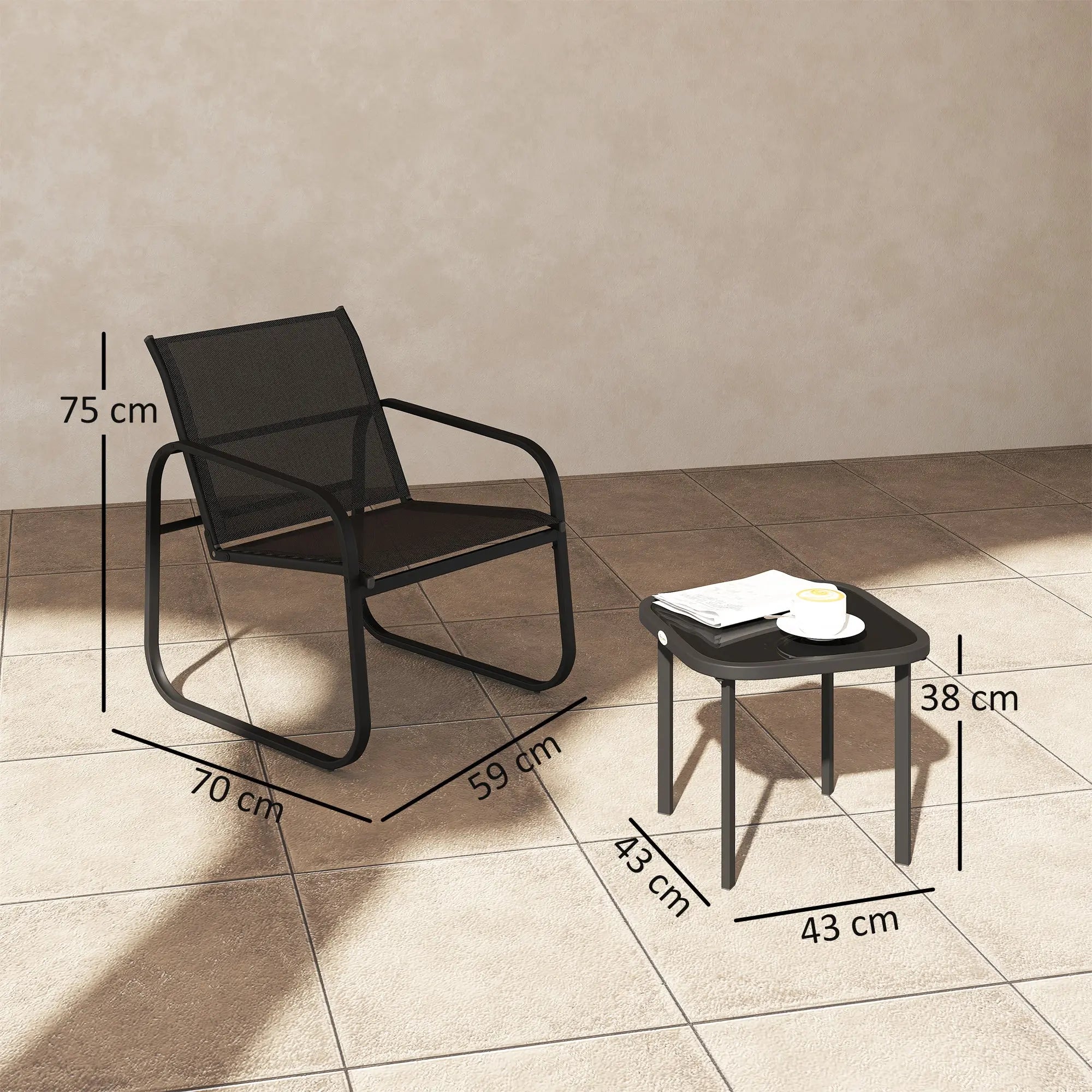 Outsunny Three-Piece Garden Seating Set - Black 