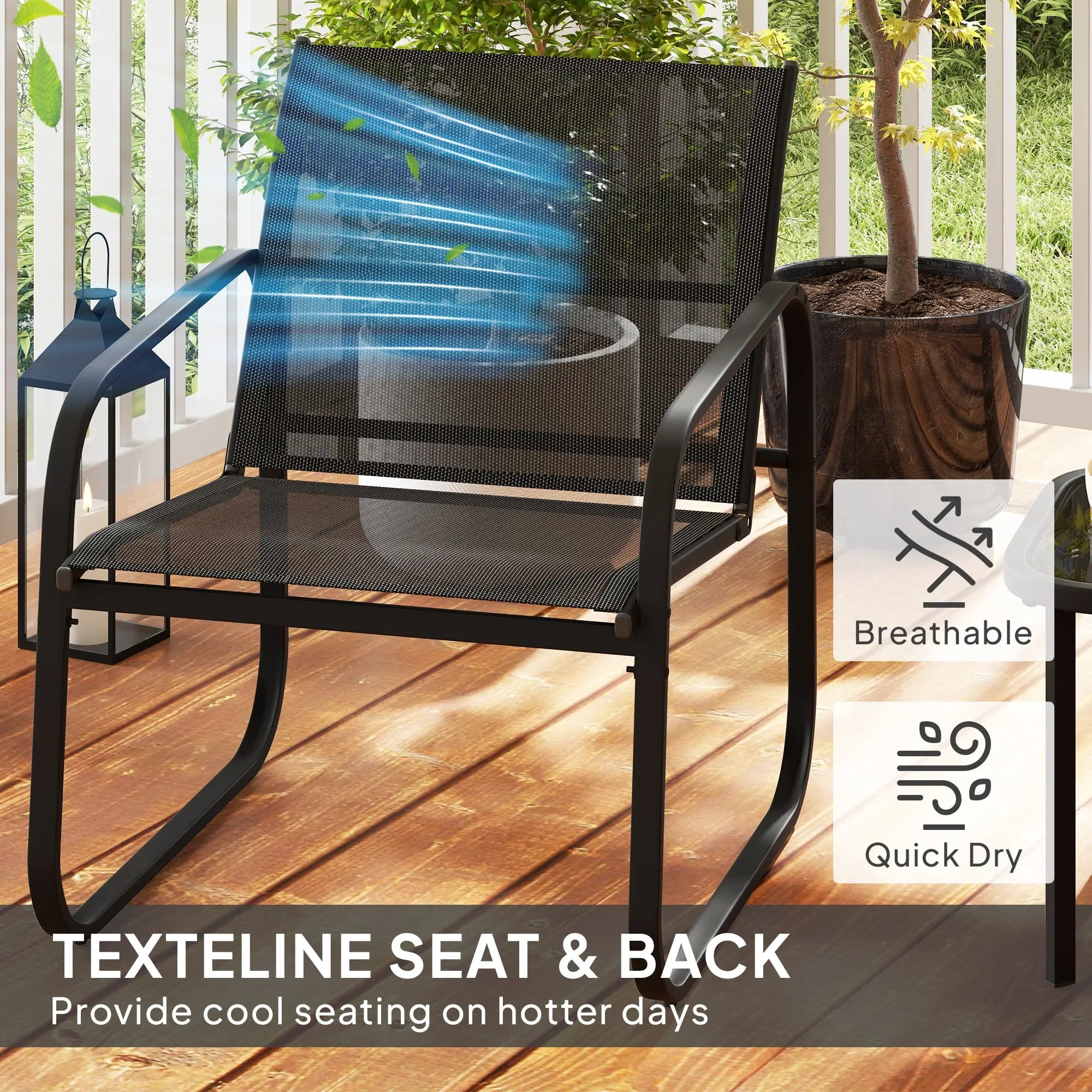 Outsunny Three-Piece Garden Seating Set - Black 