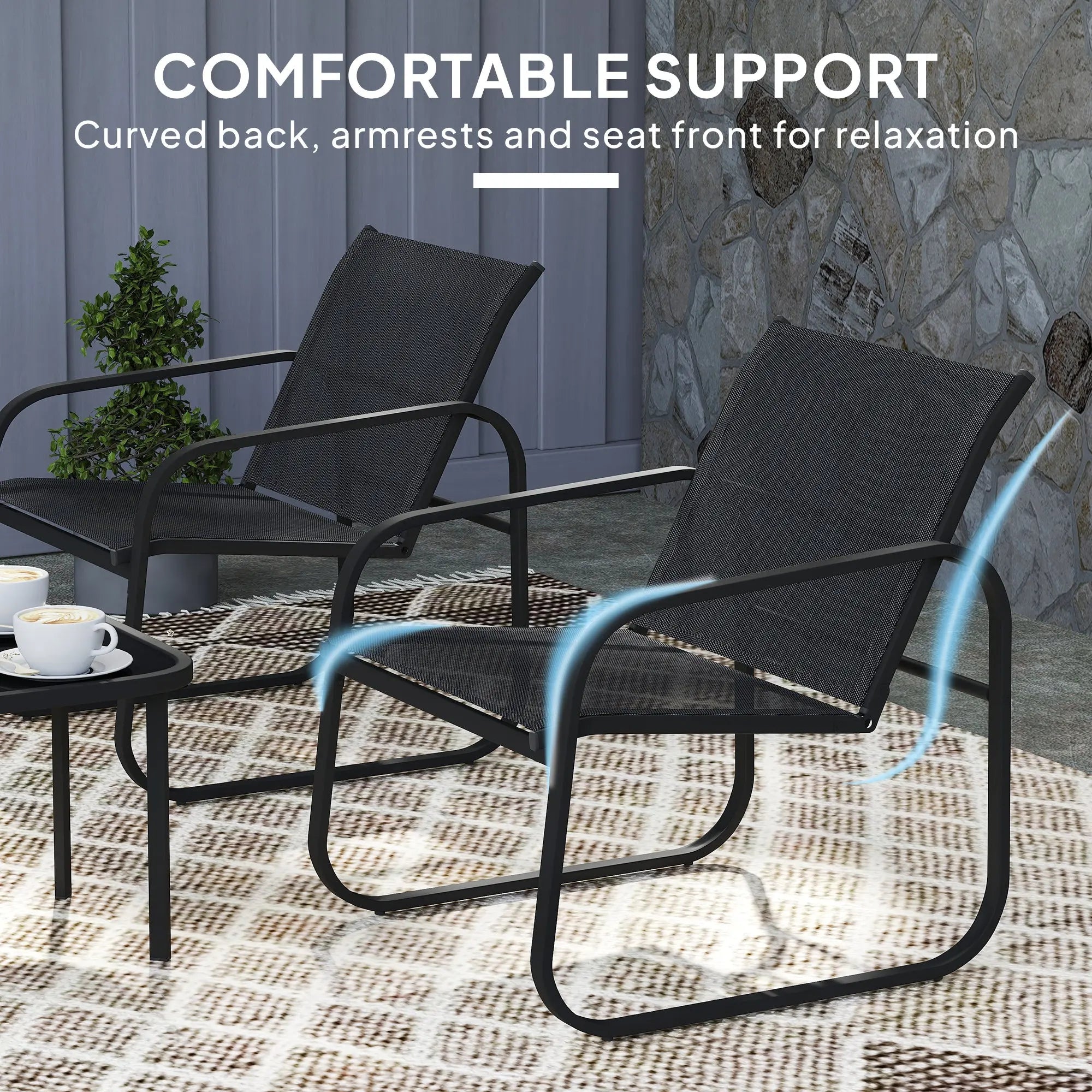 Outsunny Three-Piece Garden Seating Set - Black 