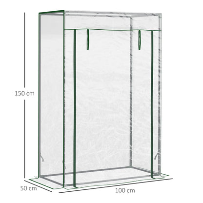 Outsunny Tomato Greenhouse with Roll-up Door, Mini Greenhouse with PVC Cover, Outdoor Grow House Small Green House for Yard, Balcony, Garden, 100 x 50 x 150cm, Transparent 