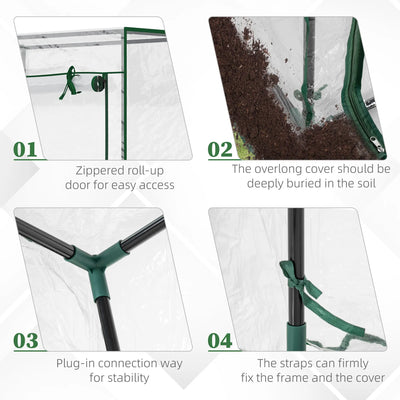 Outsunny Tomato Greenhouse with Roll-up Door, Mini Greenhouse with PVC Cover, Outdoor Grow House Small Green House for Yard, Balcony, Garden, 100 x 50 x 150cm, Transparent 