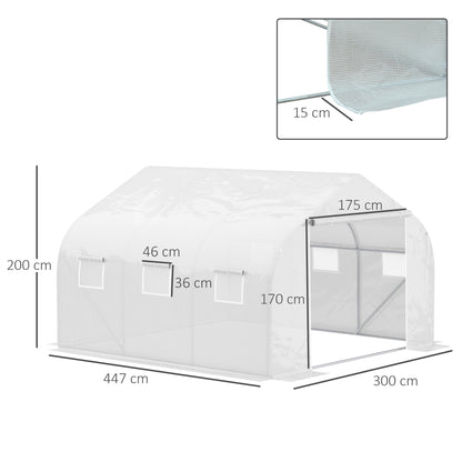 Outsunny Walk In Greenhouse Cover Replacement Plant Growhouse PE Cover 4.5x3x2m White 