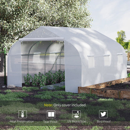 Outsunny Walk In Greenhouse Cover Replacement Plant Growhouse PE Cover 4.5x3x2m White 