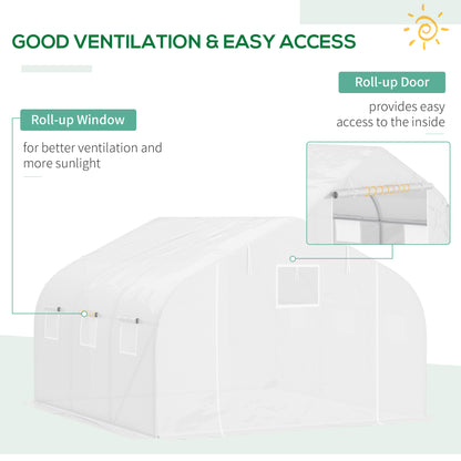 Outsunny Walk In Greenhouse Cover Replacement Plant Growhouse PE Cover 4.5x3x2m White 