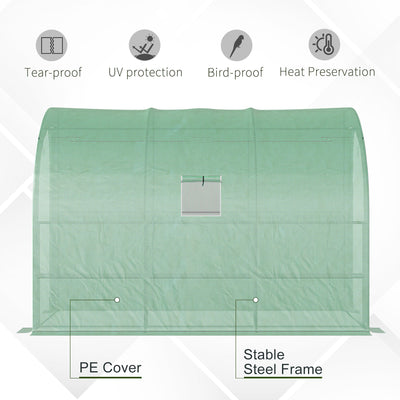 Outsunny Walk-In Lean to Greenhouse with Windows and Zippered Doors, 2 Tiers 6 Wired Shelves 300L x 150W x 213Hcm Green 