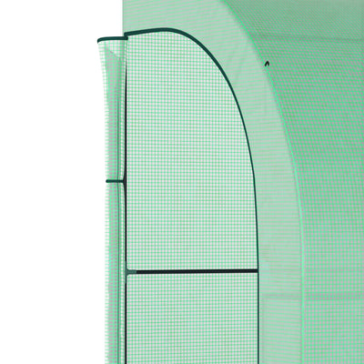 Outsunny Walk-In Lean to Greenhouse with Windows and Zippered Doors, 2 Tiers 6 Wired Shelves 300L x 150W x 213Hcm Green 