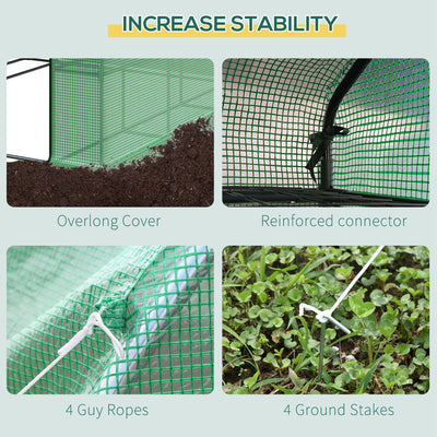 Outsunny Walk-in Greenhouse with 4 Tier 24 Shelves, Portable Grow House with Roll-up Zipped Door, 244 x 180 x 210cm, Green 