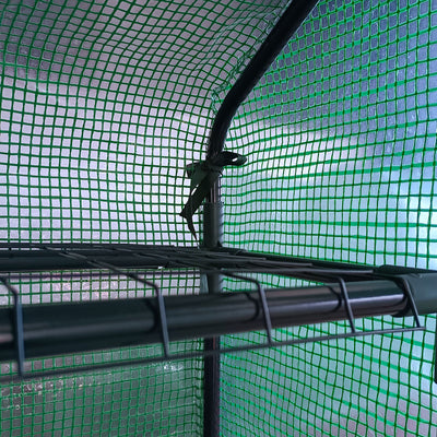 Outsunny Walk-in Greenhouse with 4 Tier 24 Shelves, Portable Grow House with Roll-up Zipped Door, 244 x 180 x 210cm, Green 