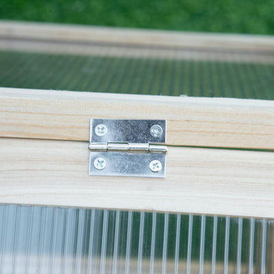 Outsunny Wooden Cold Frame Garden Polycarbonate Greenhouse with Openable Top Cover, Grow House for Flowers, Vegetables, Plants, 90 x 52 x 50cm, Natural 