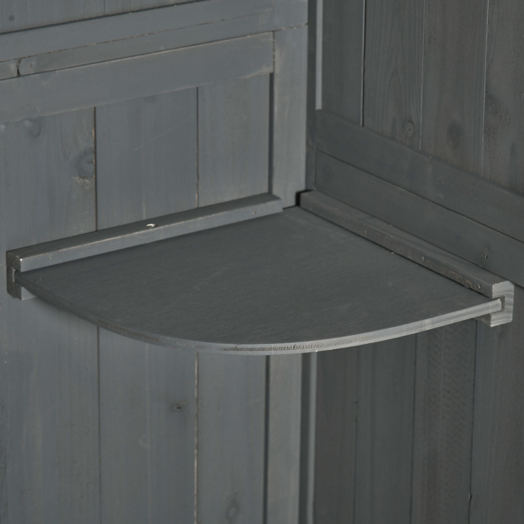 Outsunny Wooden Garden Shed, Utility Outdoor Small Shed with Lockable Double Doors, Shelves and Roof Hatch, Grey 