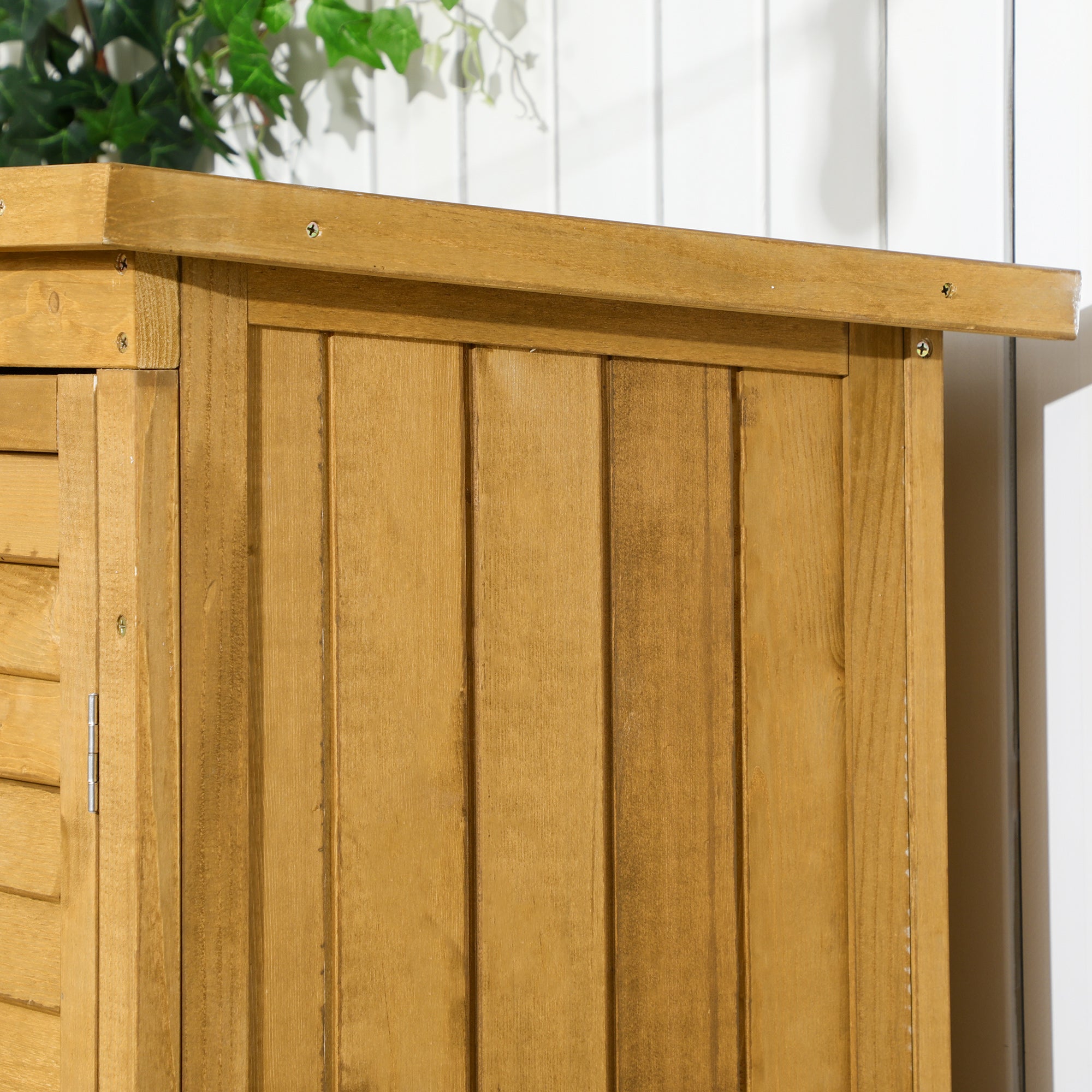 Outsunny Wooden Garden Storage Shed, Compact Utility Sentry Unit, 3-Tier Shelves Tool Cabinet Organizer with Asphalt Roof and Shutter Design, 87cm x 47cm x 160cm 