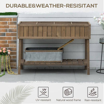 Outsunny Wooden Herb Planter Raised Bed Container Garden Plant Stand Bed 8 Boxes 110L x 46W x 76Hcm Brown 