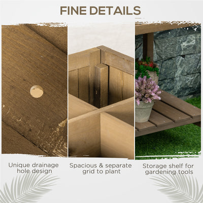 Outsunny Wooden Herb Planter Raised Bed Container Garden Plant Stand Bed 8 Boxes 110L x 46W x 76Hcm Brown 
