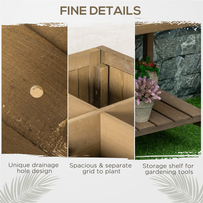 Outsunny Wooden Herb Planter Raised Bed Container Garden Plant Stand Bed 8 Boxes 110L x 46W x 76Hcm Brown 