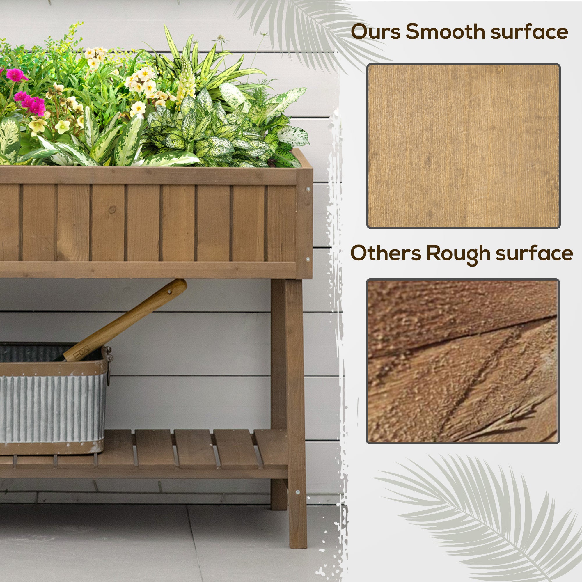 Outsunny Wooden Herb Planter Raised Bed Container Garden Plant Stand Bed 8 Boxes 110L x 46W x 76Hcm Brown 