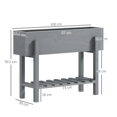 Outsunny Wooden Two-Tier Raised Planter - Grey 