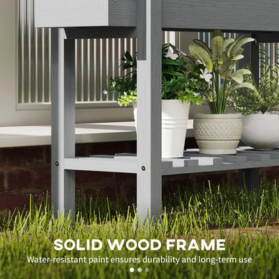 Outsunny Wooden Two-Tier Raised Planter - Grey 