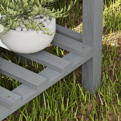 Outsunny Wooden Two-Tier Raised Planter - Grey 