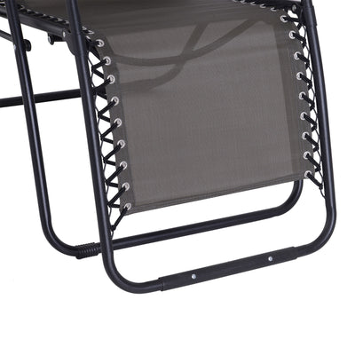 Outsunny Zero Gravity Chair Metal Frame Texteline Armchair Outdoor Folding and Reclining Sun Lounger with Head Pillow for Patio Decking Gardens Camping, Grey 