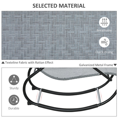 Outsunny Zero Gravity Rocking Lounge Chair Rattan Effect Patio Rocking Chair w/ Removable Pillow Recliner Seat Breathable Texteline - Grey 