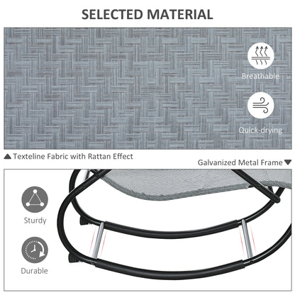 Outsunny Zero Gravity Rocking Lounge Chair Rattan Effect Patio Rocking Chair w/ Removable Pillow Recliner Seat Breathable Texteline - Grey 