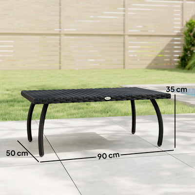 Outsunny PE Wicker Rattan Garden Coffee Table - Black 