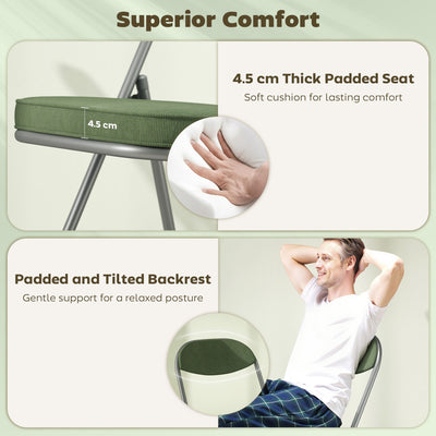 HOMCOM Set of Four Folding Corduroy Seat Chairs - Green 