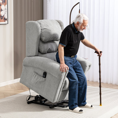 HOMCOM Power Lift Recliner Chair for Elderly, Velvet Electric Riser and Recliner Armchair for Living Room with Remote Control, 2 Side Pockets, Thick Padded Back, Grey 