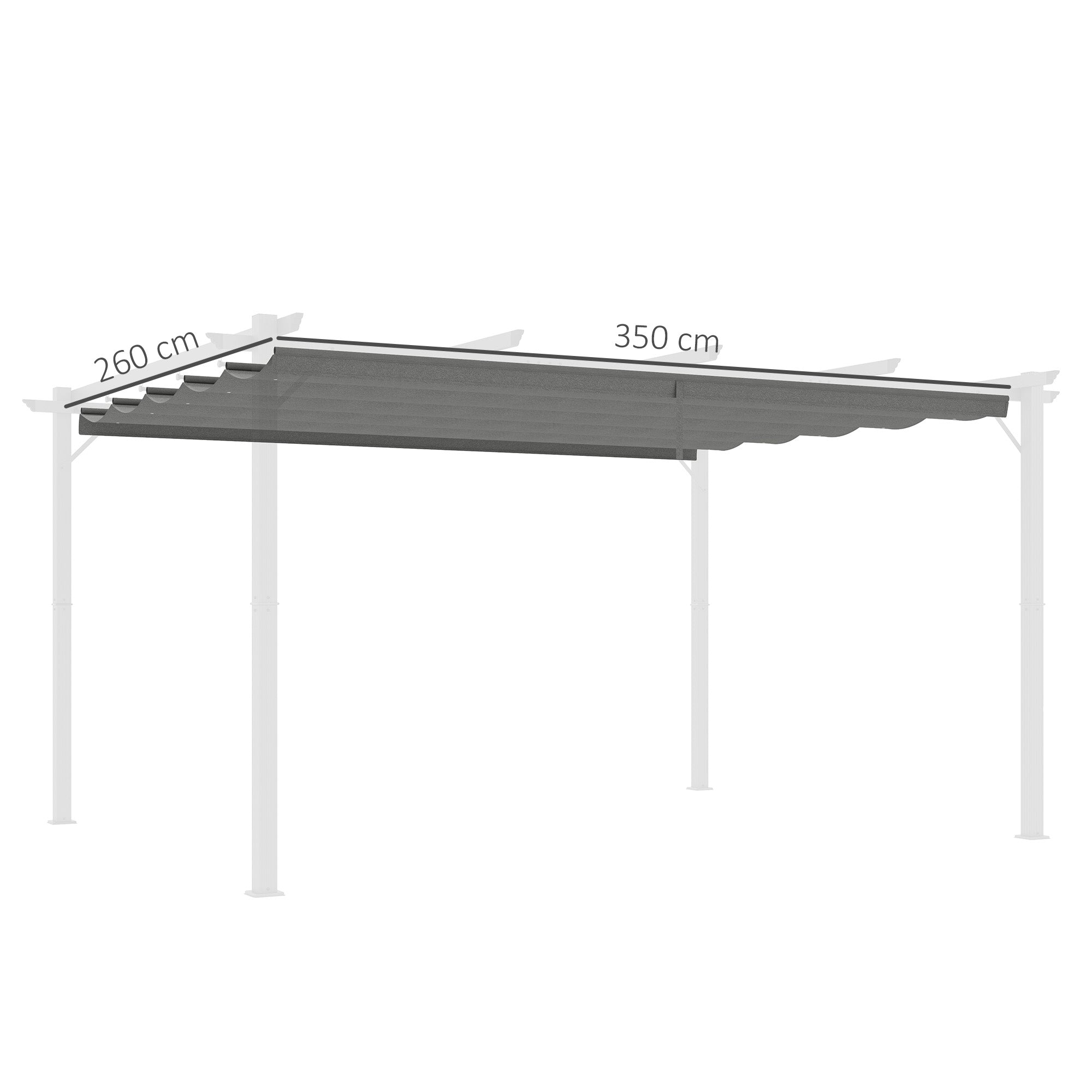 Outsunny Retractable Pergola Shade Cover, Replacement Canopy for 4 x 3 (m) Pergola, Retractable Roof, Light Grey 