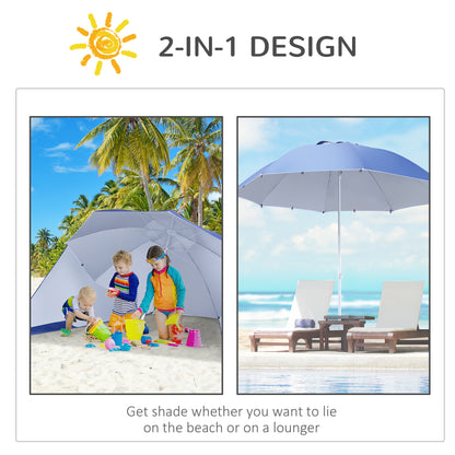 Outsunny 2m UV Protection Fishing Beach Umbrella Brolly Shelter w/ Side Panel Tent Blue 