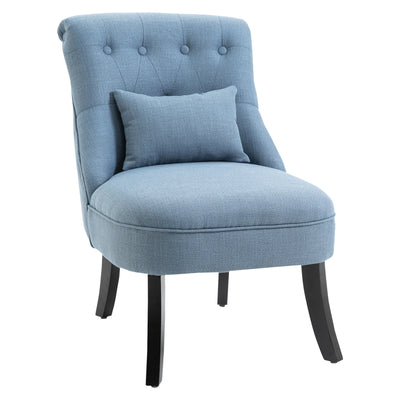 HOMCOM Fabric Single Sofa Dining Chair Tub Chair Upholstered W/ Pillow Solid Wood Leg Home Living Room Furniture Blue 