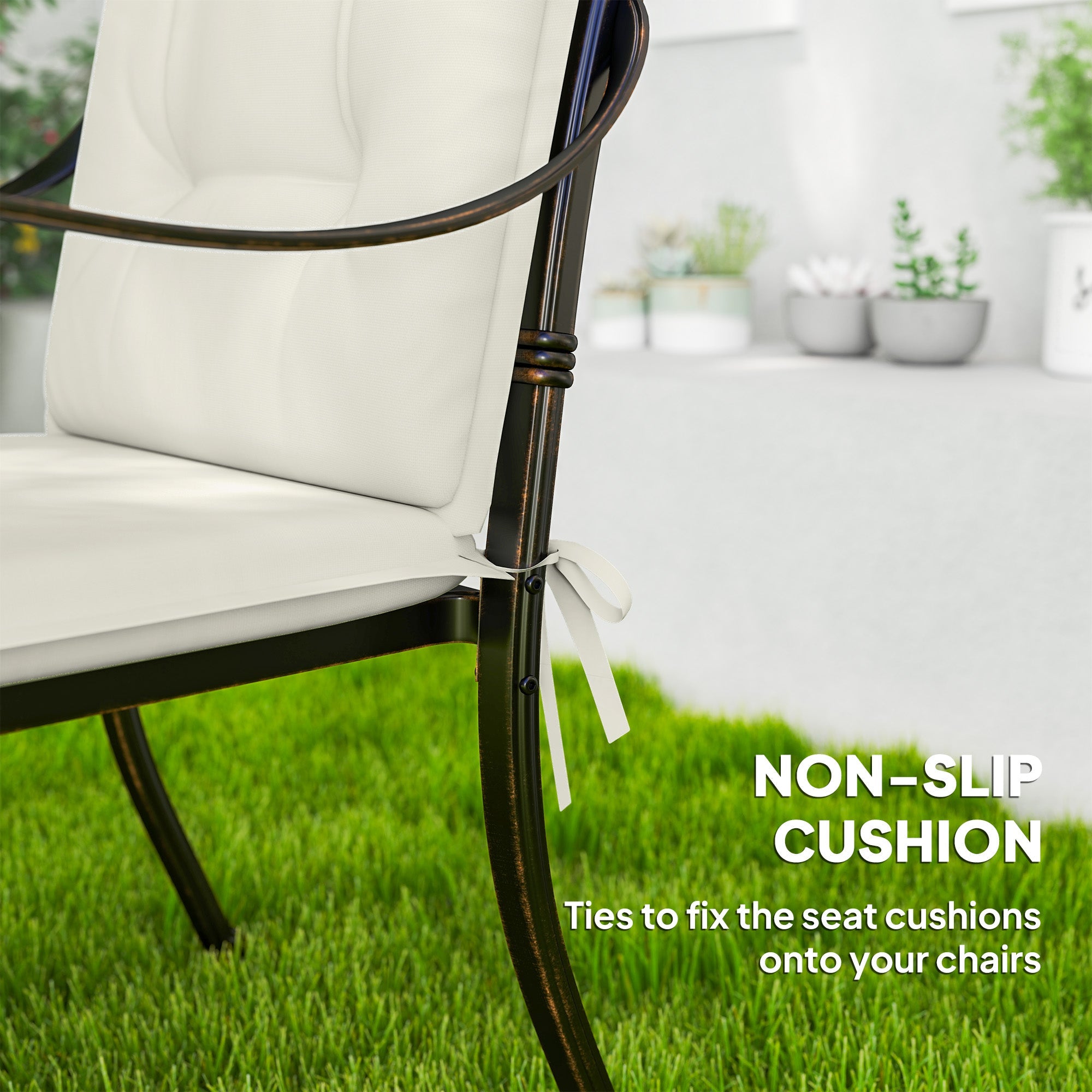 Outsunny Set of Four Padded Garden Seat Cushions - White 