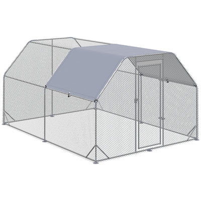 PawHut Walk in Chicken Run Chicken Coop Hen House Outdoor with Roof for 10-12 Chickens, 380 x 280 x 195cm 