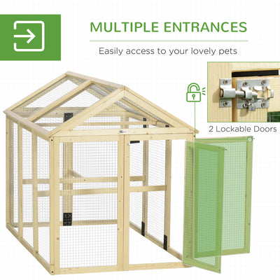 PawHut Large Chicken Run, Wooden Chicken coop, with Combinable Design - Natural Wood Finish 