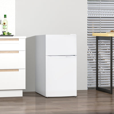 HOMCOM 88L Under Counter Fridge Freezer, Small Refrigerator with 5-Setting, 3 Star Freezer Rating, White 