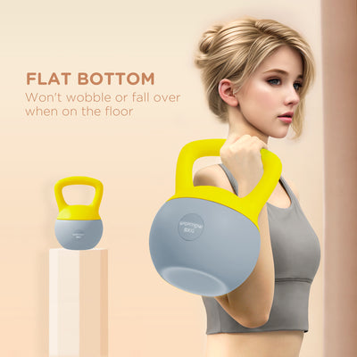 SPORTNOW Soft Kettlebell, 8kg Kettle Bell with Non-Slip Handle for Home Gym Weight Lifting and Strength Training, Yellow and Grey 