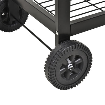 Outsunny Steel 2-Grill Charcoal BBQ w/ Wheels Black 