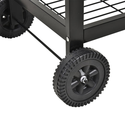 Outsunny Steel 2-Grill Charcoal BBQ w/ Wheels Black 