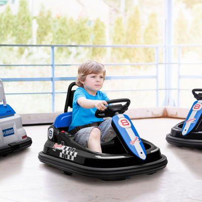 HOMCOM 6V Electric Kids Bumper Car, 6V Spin Waltz Car, with Music, Horn, Lights - Black 