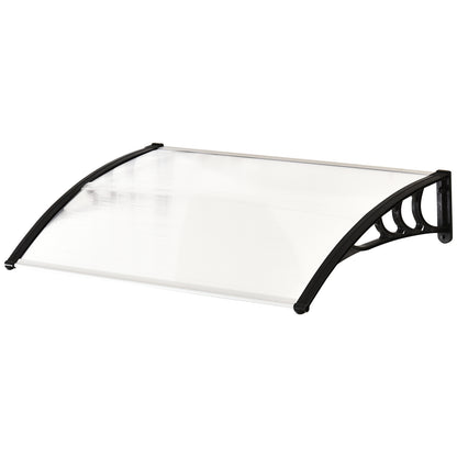 Outsunny Curved Window Door Canopy Aluminium Rigid Plastic Polycarbonate Fixed Outdoor Awning Modern Design UV Water Rain Resist 120 x 75cm White 