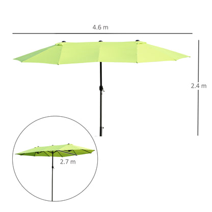 Outsunny Double-side Umbrella Parasol, Φ2.7x4.6Wx2.4H m-Grass Green 