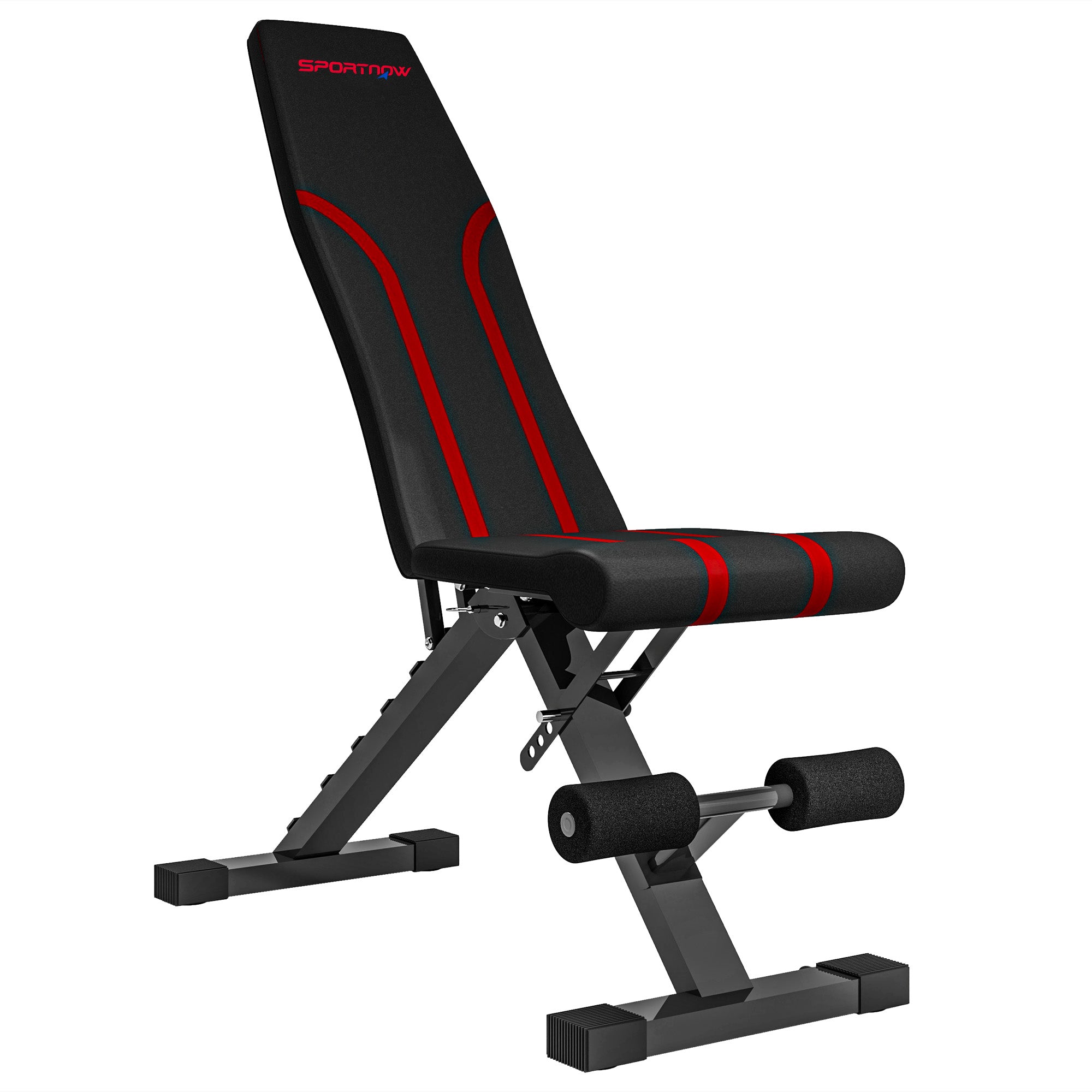 SPORTNOW Foldable Weight Bench, Adjustable Incline Flat Bench Press with 6-Level Backrest, 4-Level Seat, Leg Extension for Home Gym Workout Full Body Strength Training 