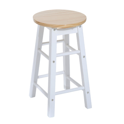 HOMCOM 3PC Wooden Kitchen Cart Mobile Rolling Trolley Folding Bar Table Two Stools Dining Chair Storage Shelf w/2 Drawers & 6 Wheels 