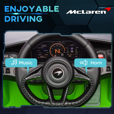 AIYAPLAY McLaren 765LT Licensed 12V Kids Electric Ride on Car with Butterfly Doors, Remote Control, Transport Wheels, Green 