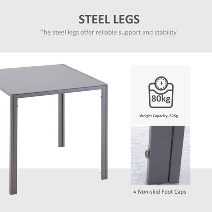 HOMCOM Modern Square Dining Table for 2-4 People, with Glass Top & Metal Legs for Dining Room, Living Room, Grey 