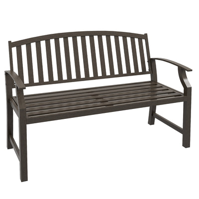 Outsunny Two-Seater Simple Metal Bench - Brown 