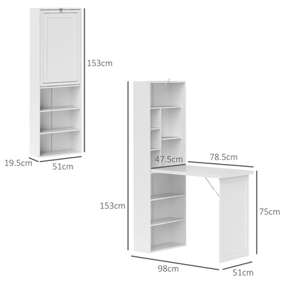 HOMCOM Three-Part Work Desk, with Storage and Writing Board - White 