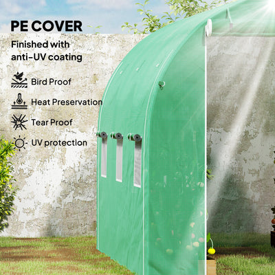Outsunny 296 x 196cm Steel Frame Polytunnel Greenhouse - Green 