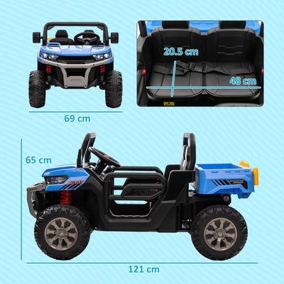HOMCOM 12V 2 Seater Kids Electric Ride-On Car with Electric Bucket, Remote Control - Blue 